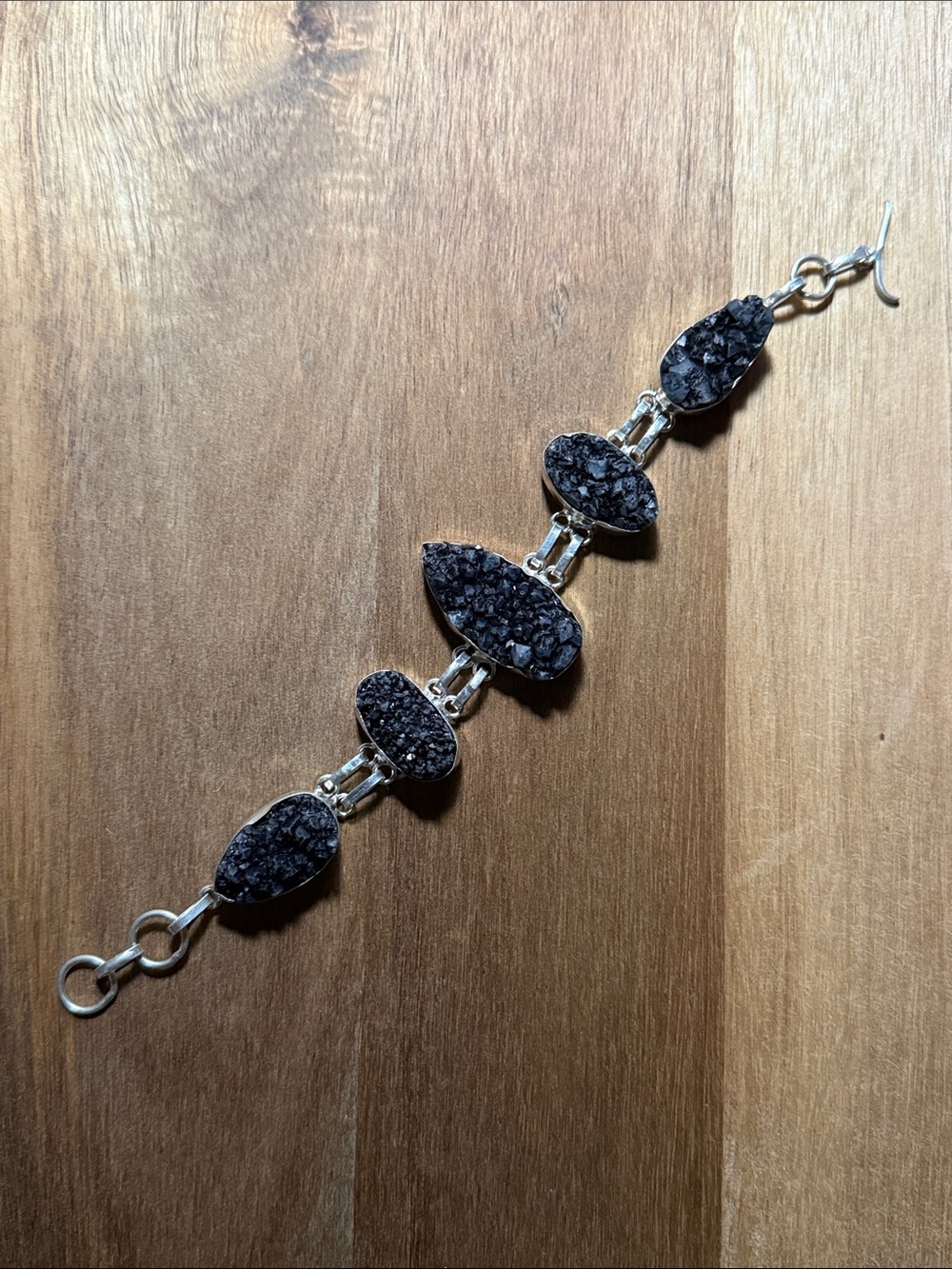 Raw Onyx STONE sterling silver 925 bracelet stamped